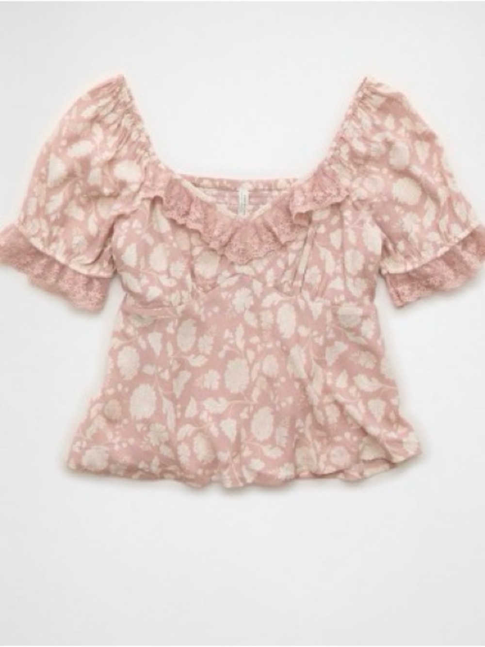 AE pink floral babydoll blouse